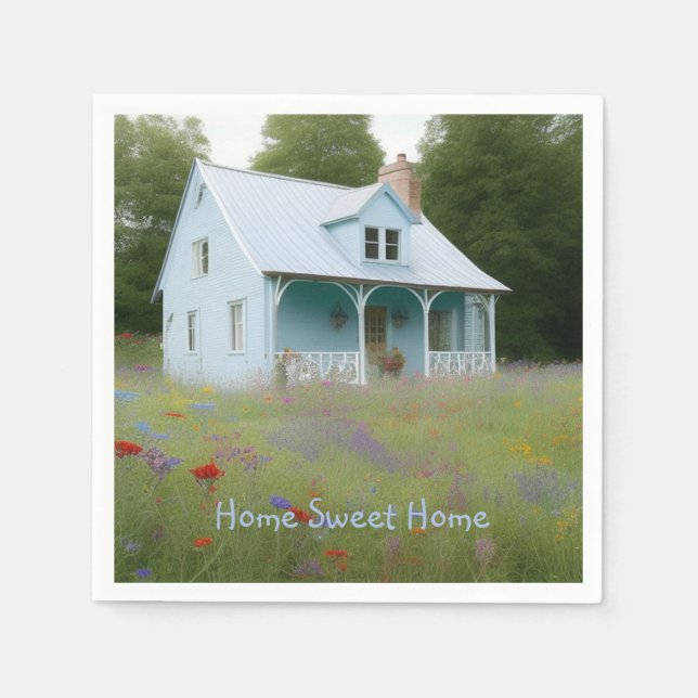 Blue House Housewarming Serviette (Vorderseite)