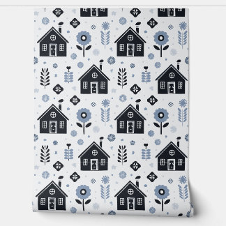 Blue house pattern  tapete
