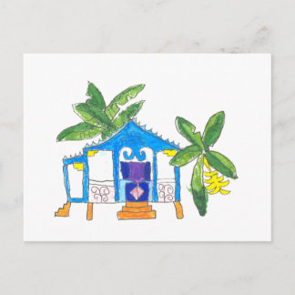 Blue House Postcard Postkarte