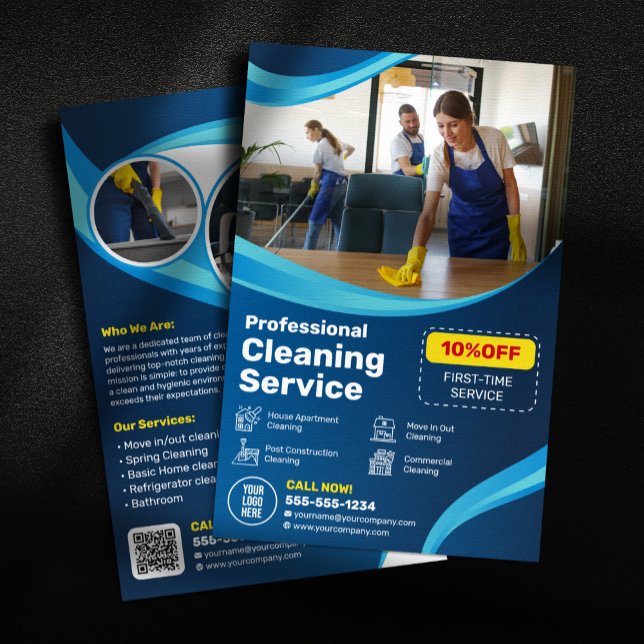 Blue House Reinigungskraft Housekeeper Janitorial  Flyer (Von Creator hochgeladen)