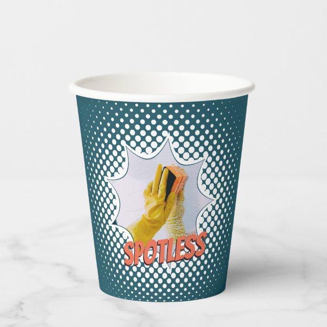 Blue House Reinigungsservice Förderung Pappbecher (Vorderseite)