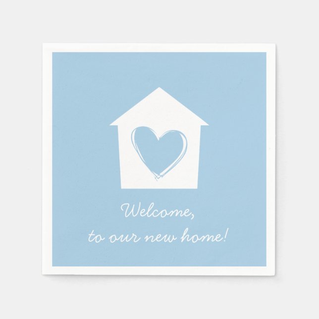 Blue Housewarming Party Paper Napkin Set Serviette (Vorderseite)