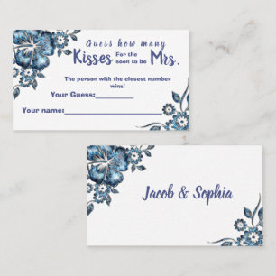 Blue How many Kisses for Mrs Shower game card Platzkarte