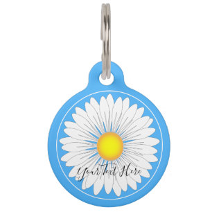 Blue Hübsch Little Daisy Round Pet ID Tag Haustiermarke