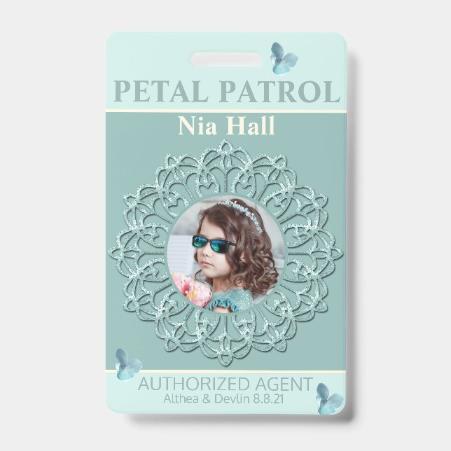 Blue Hues Petal Patrol Flower Abzeichen Ausweis (Vorderseite)