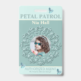 Blue Hues Petal Patrol Flower Abzeichen Ausweis