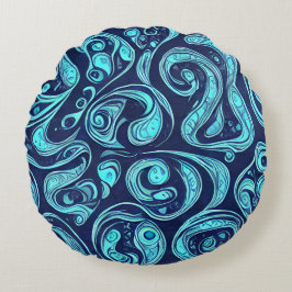 Blue Hues Round Pillow Rundes Kissen