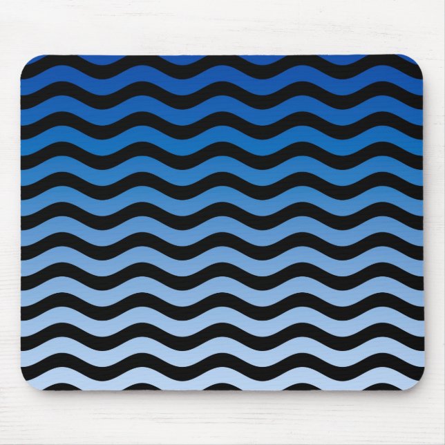 Blue Hues Wavy Stripes Mousepad (Vorne)