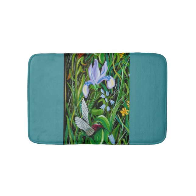 Blue Hummingbird Bath Mat Badematte (Vorderseite)