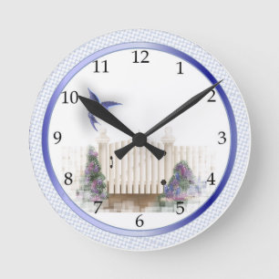 Blue Hummingbird Design Wall Clock Runde Wanduhr