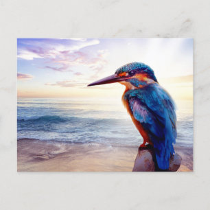 Blue Hummingbird Exotic Sunset Beach Postkarte