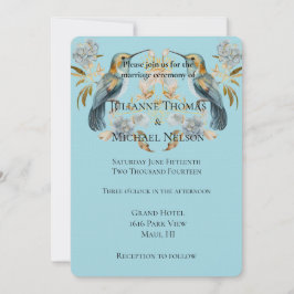 Blue Hummingbird Hydrangea Blume Hochzeit Einladung