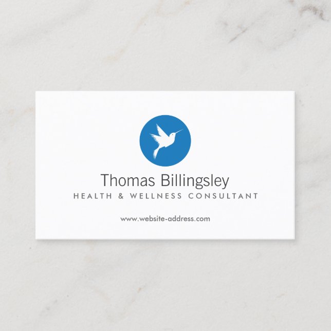Blue Hummingbird Logo Health Care, Naturopath Visitenkarte (Vorderseite)
