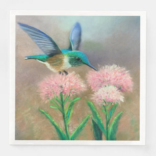 Blue Hummingbird und Pink Blume Paper Napkin Serviette