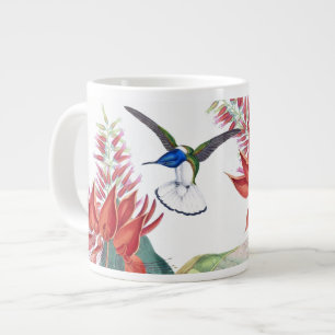 Blue Hummingbird Vogelarten Rote Blume Jumbo Tasse