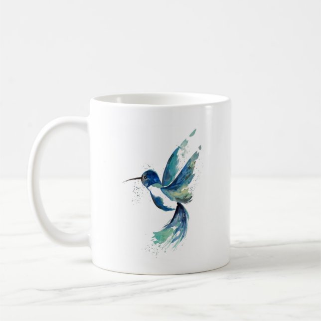 Blue Hummingbird Watercolor Kaffeetasse (Links)