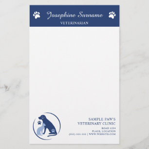 Blue Hund & Cat Logo Veterinary Clinic Logo Briefpapier