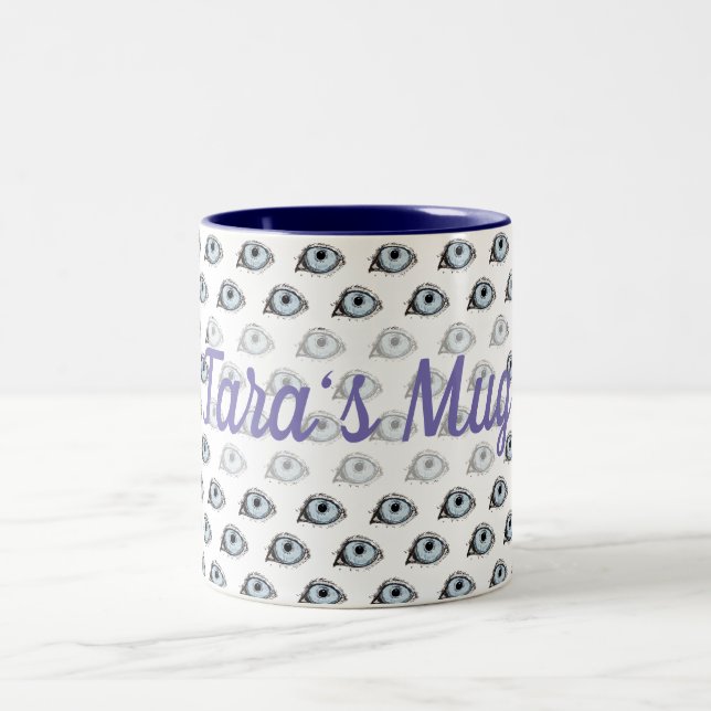 Blue Husky Eye Pattern Zweifarbige Tasse (Mittel)