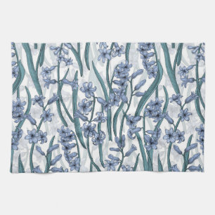 Blue Hyacinth Blume auf weiß Geschirrtuch