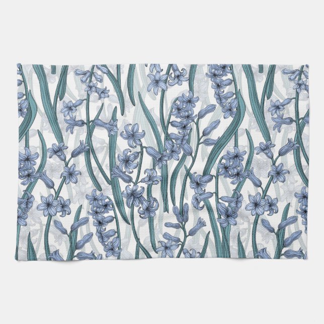 Blue Hyacinth Blume auf weiß Geschirrtuch (Horizontal)
