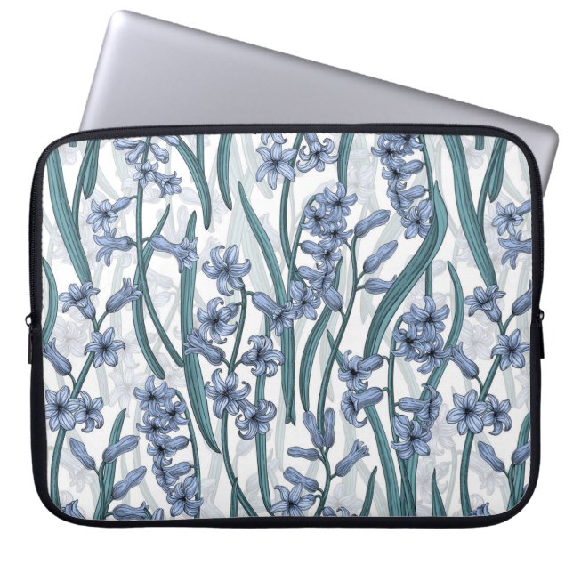 Blue Hyacinth Blume auf weiß Laptopschutzhülle (Vorderseite)