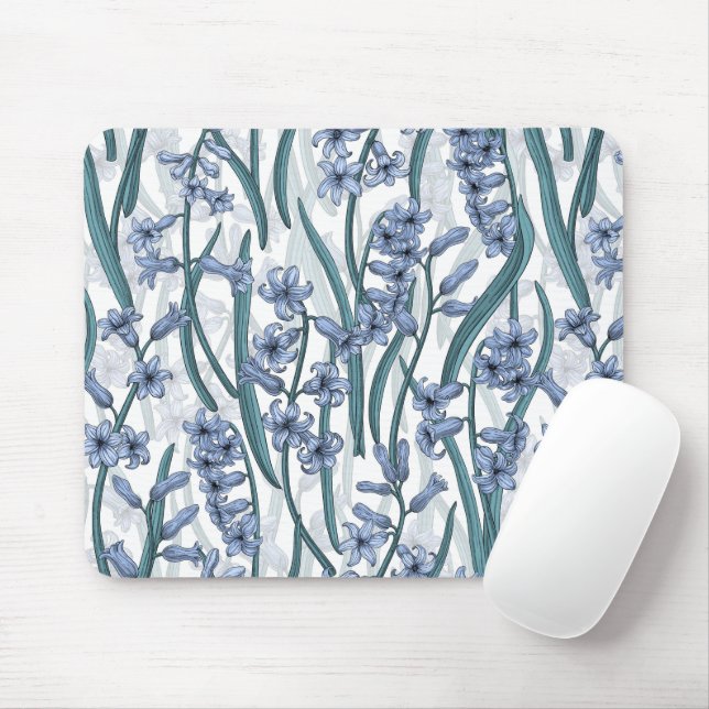 Blue Hyacinth Blume auf weiß Mousepad (Mit Mouse)