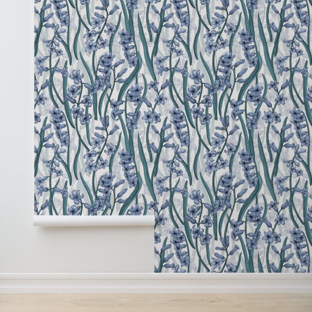 Blue Hyacinth Blume auf weiß Tapete (Anwendung)