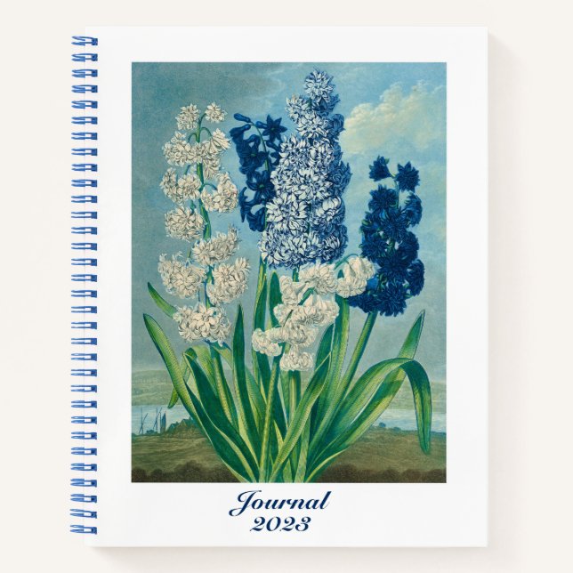 Blue Hyacinths Vintag Botanische Kunst Notebook Notizbuch (Vorderseite)