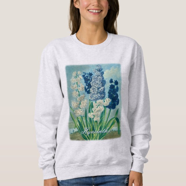 Blue Hyacinths Vintag Botanische Kunst Sweatshirt (Vorderseite)