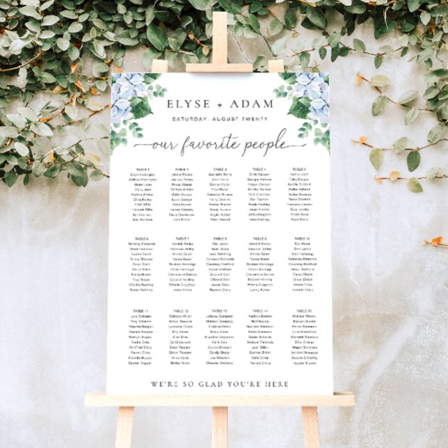 Blue Hydrangea 15 Table Seating Chart Poster (Von Creator hochgeladen)