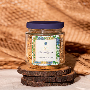 Blue Hydrangea 1. Jahr Party zum Jahrestag Quadratischer Aufkleber