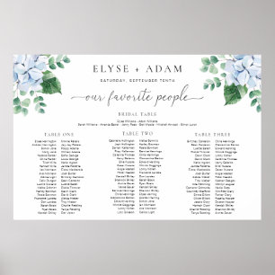 Blue Hydrangea 3 Banquet Seating Chart Fotoparte Poster