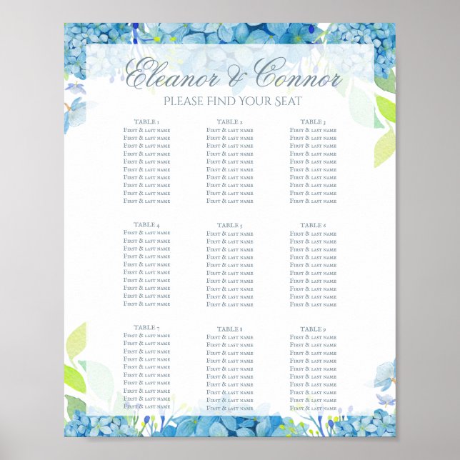 Blue Hydrangea Anspruchsvolle Hochzeit Poster (Vorne)