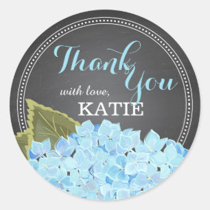 Blue Hydrangea auf Chalkboard Danke Sticker