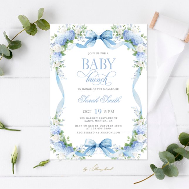 Blue Hydrangea Baby Brunch Einladung (Von Creator hochgeladen)