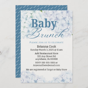 Blue Hydrangea Baby Dusche/Baby Brunch Einladungen