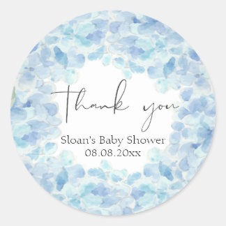 Blue Hydrangea Baby Dusche Danke Sticker