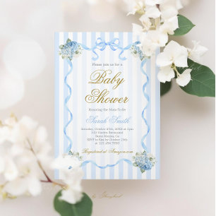 Blue Hydrangea Baby Dusche Einladung