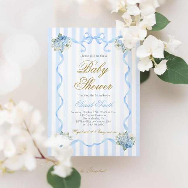 Blue Hydrangea Baby Dusche Einladung (Von Creator hochgeladen)