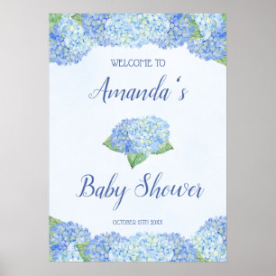 Blue Hydrangea Baby Dusche Personalisiert Poster