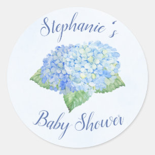 Blue Hydrangea Baby Dusche Personalisiert Runder Aufkleber