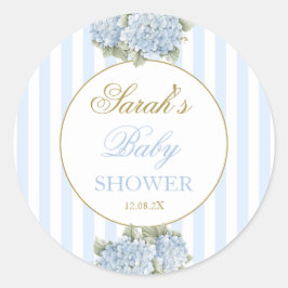 Blue Hydrangea Baby Dusche Runder Aufkleber