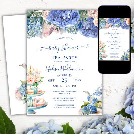 Blue Hydrangea Baby Dusche Tee Party Einladung