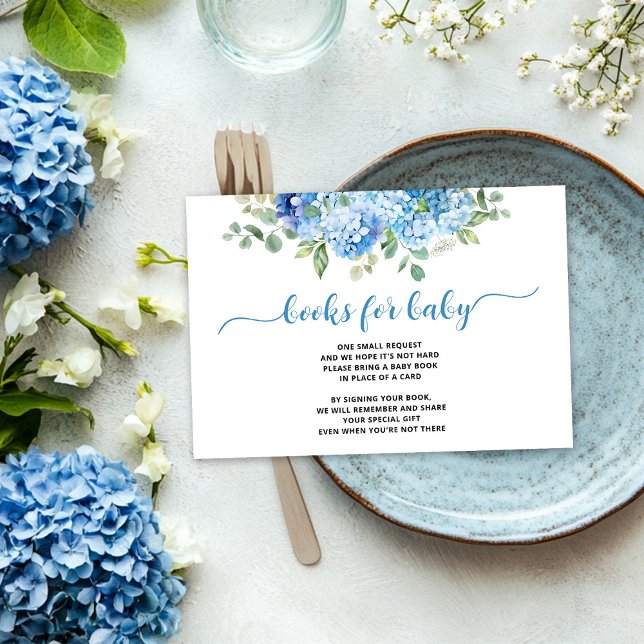 Blue Hydrangea Baby Shower Books for Baby Begleitkarte (Von Creator hochgeladen)