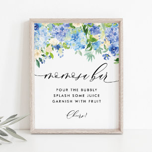 Blue Hydrangea Baby Shower Mimosa Mama-osa Bar Poster