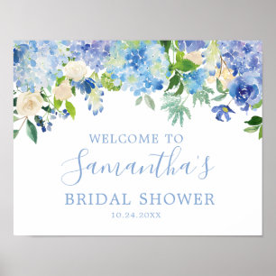 Blue Hydrangea Bläschen Brautparty Willkommenspend Poster