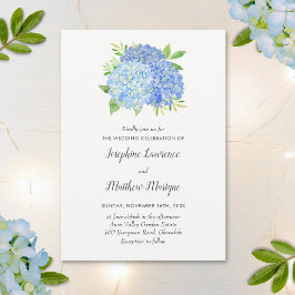 Blue Hydrangea Blätter Floral Watercolor Wedding Einladung