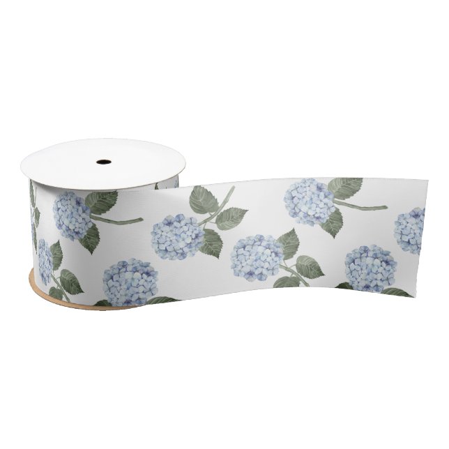 Blue Hydrangea Bloom Floral Satinband (Spule)