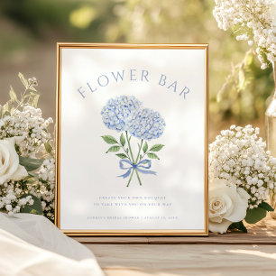 Blue Hydrangea Blooms Bouquet Blume Bar Poster