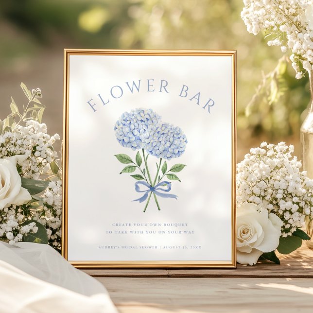 Blue Hydrangea Blooms Bouquet Blume Bar Poster (Von Creator hochgeladen)